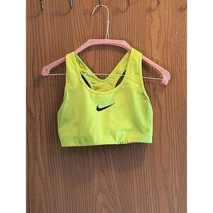Nike Sports Bra Women Small Center Swoosh Logo Racerback Medium Support Green